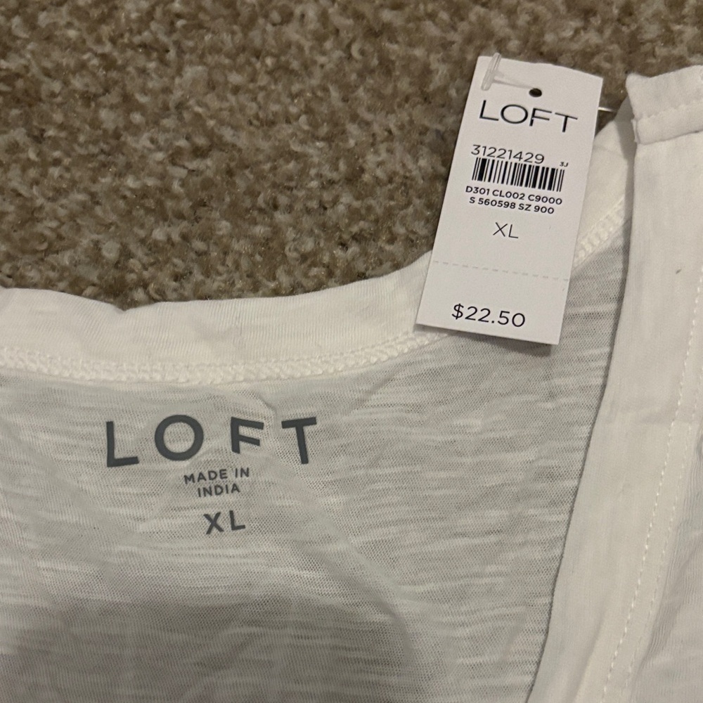 LOFT Soft White Sleeveless Tank Top - Picture 3 of 3